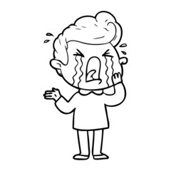 Obraz premium cartoon crying man