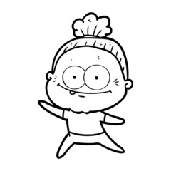 cartoon happy old woman