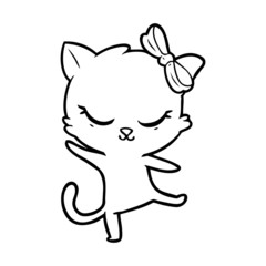 cute cartoon cat with bow
