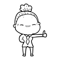 cartoon peaceful old woman