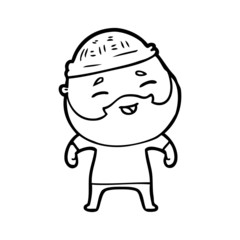 cartoon happy bearded man