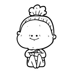 cartoon happy old woman
