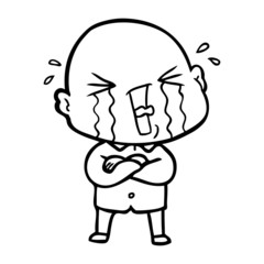 Obraz na płótnie Canvas cartoon crying bald man