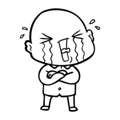 cartoon crying bald man