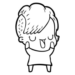 cute cartoon girl with hipster haircut