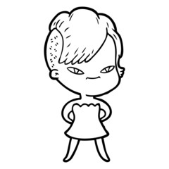 cute cartoon girl with hipster haircut