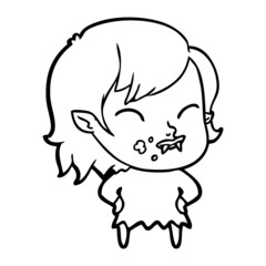 cartoon vampire girl with blood on cheek