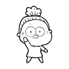 cartoon happy old woman