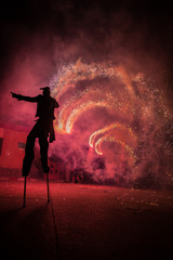 Fire show through the streets of Torres de Berrellen village in Zaragoza. © robcartorres