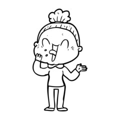 cartoon happy old woman