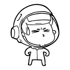 cartoon stressed astronaut