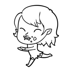 cartoon vampire girl with blood on cheek