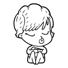 cartoon woman with eyes shut