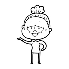 cartoon happy old lady