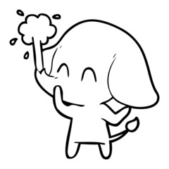 cute cartoon elephant spouting water