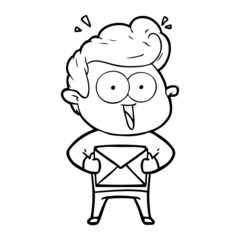 cartoon man with envelope