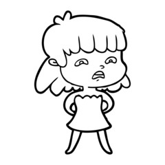 cartoon worried woman