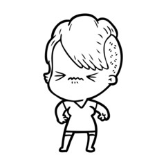 Obraz premium cartoon annoyed hipster girl