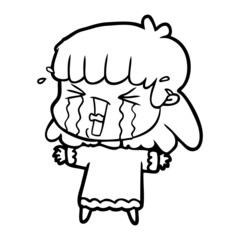 cartoon woman in tears