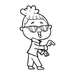 cartoon happy woman wearing spectacles