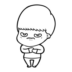 annoyed cartoon boy