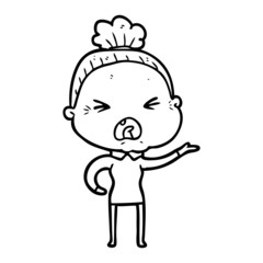 cartoon angry old woman