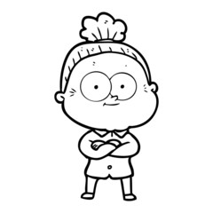 cartoon happy old woman