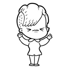 cartoon annoyed hipster girl