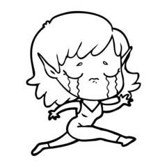 crying cartoon elf girl