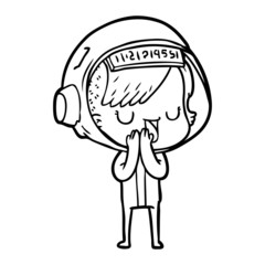 cartoon astronaut woman