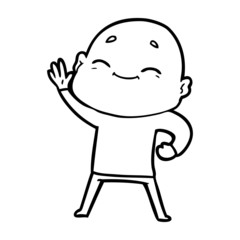 happy cartoon bald man