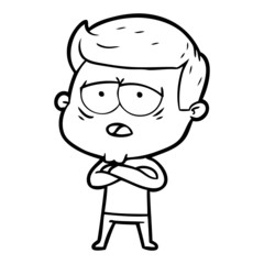 cartoon tired man