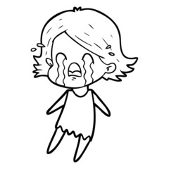 Obraz premium cartoon woman crying