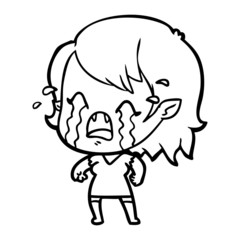 Fototapeta premium cartoon crying vampire girl