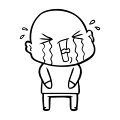cartoon crying bald man
