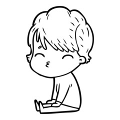 cartoon woman thinking
