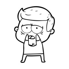 cartoon tired man