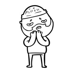 Obraz premium cartoon worried man with beard