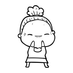 cartoon peaceful old woman
