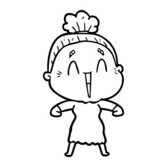 cartoon happy old lady