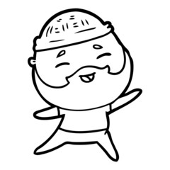 cartoon happy bearded man