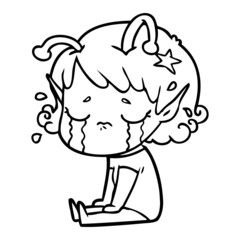 cartoon crying alien girl