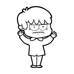 annoyed cartoon boy