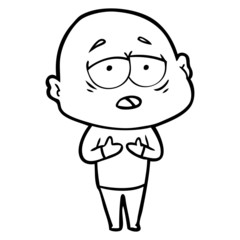 cartoon tired bald man