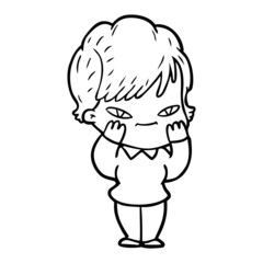 cartoon happy woman