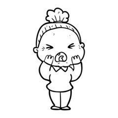 cartoon angry old woman