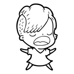 cartoon cool hipster girl talking