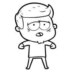 cartoon tired man