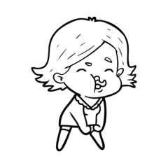 cartoon girl pulling face