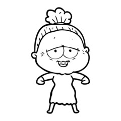 cartoon happy old lady